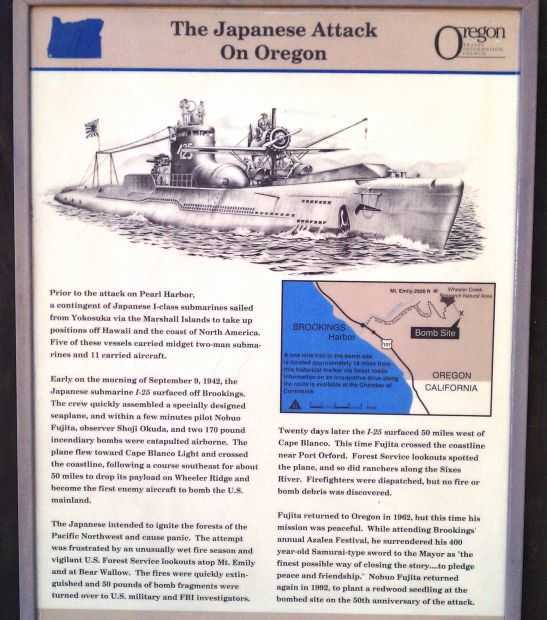 THE JAPANESE ATTACK ON OREGON WAR MEMORIAL PANEL