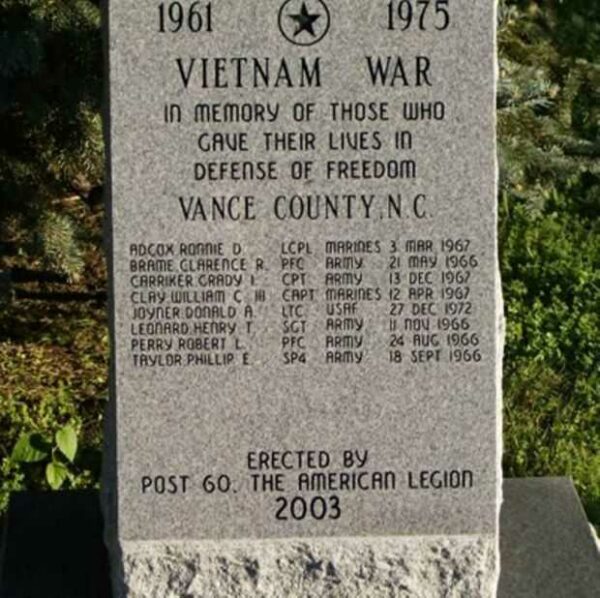 VANCE COUNTY VIETNAM WAR MEMORIAL