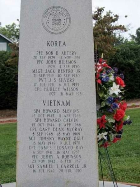 YANCEY COUNTY WAR VETERANS MEMORIAL SIDE D