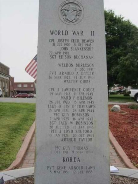 YANCEY COUNTY WAR VETERANS MEMORIAL SIDE C