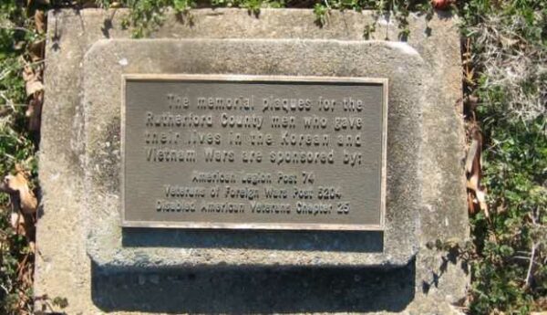RUTHERFORD COUNTY KOREAN AND VIETNAM WARS MEMORIAL PLAQUE
