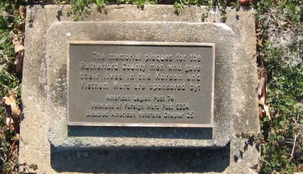 RUTHERFORD COUNTY KOREAN AND VIETNAM WARS MEMORIAL PLAQUE