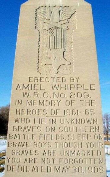 AMIEL WHIPPLE W.R.C. CIVIL WAR MEMORIAL