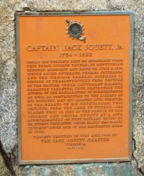 CAPTAIN JACK JOUETT, JR. REVOLUTIONARY WAR MEMORIAL PLAQUE