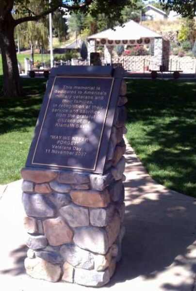 KLAMATH BASIN VETERANS MEMORIAL PAVILION PLAQUE A