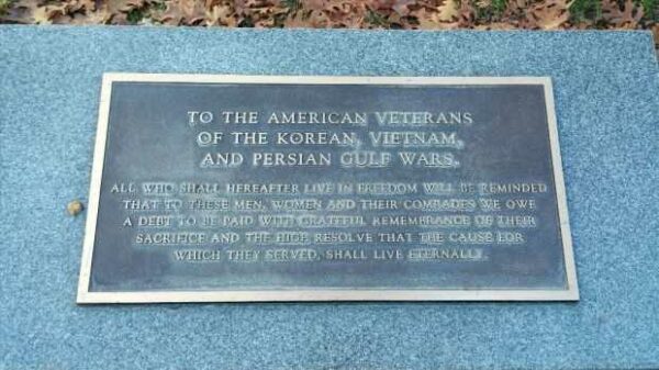 AMERICAN VETERANS OF KOREAN, VIETNAM, AND PERSIAN GULF WARS MEMORIAL PLAQUE