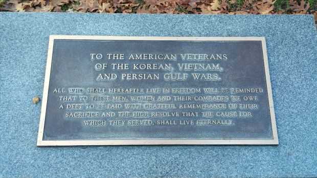 AMERICAN VETERANS OF KOREAN, VIETNAM, AND PERSIAN GULF WARS MEMORIAL PLAQUE