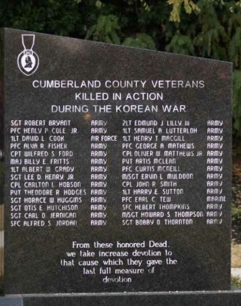 CUMBERLAND COUNTY KOREAN WAR MEMORIAL RIGHT