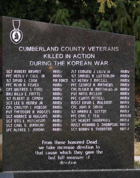 CUMBERLAND COUNTY KOREAN WAR MEMORIAL RIGHT