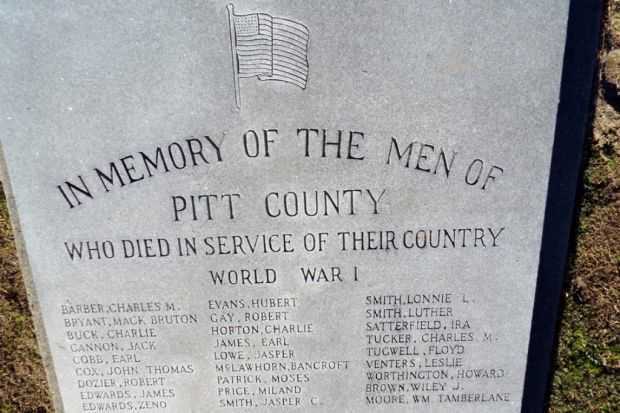 PITT COUNTY WAR DEAD MEMORIAL SECTION A