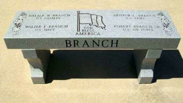 VETERANS MEMORIAL OF TIMELESS HONOR BRANCH FAMILY MEMORIAL BENCH