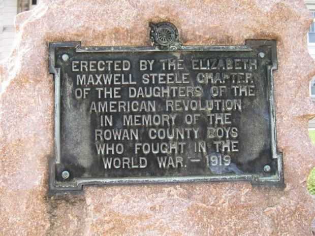 ROWAN COUNTY WORLD WAR I MEMORIAL DRINKING FOUNTAIN PLAQUE