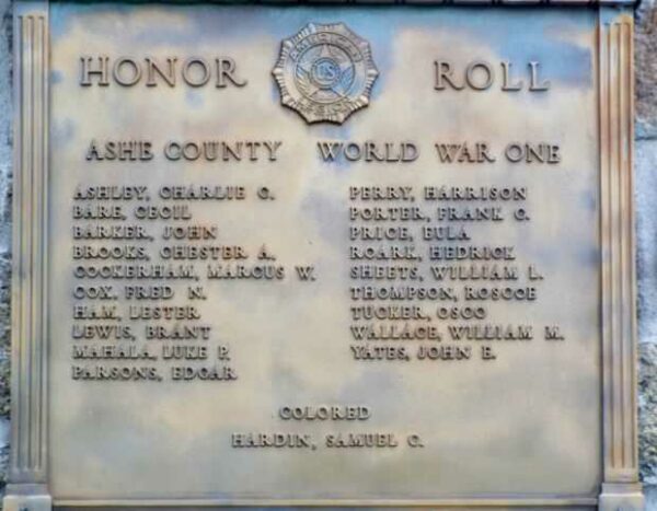 ASHE COUNTY WAR VETERANS MEMORIAL PLAQUE B