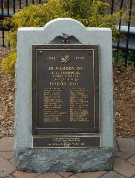 HIGH POINT WORLD WAR II HONOR ROLL MEMORIAL
