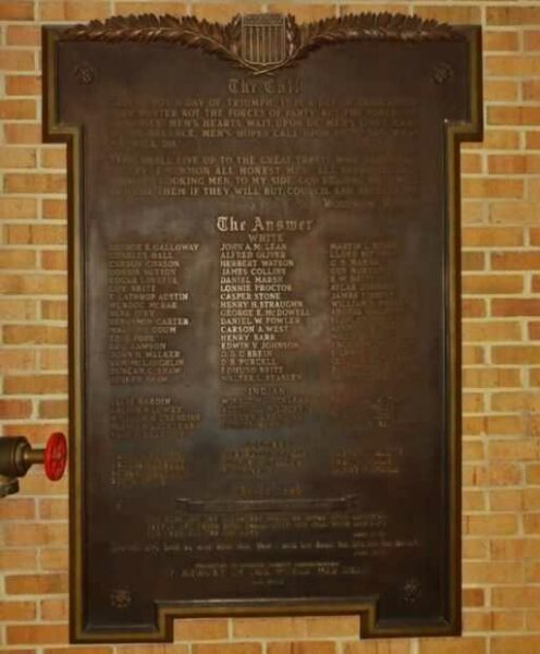 ROBESON COUNTY WORLD WAR DEAD MEMORIAL PLAQUE