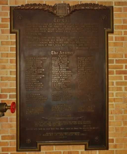 ROBESON COUNTY WORLD WAR DEAD MEMORIAL PLAQUE