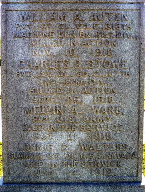 GREENWOOD CEMETERY WORLD WAR I MEMORIAL HONOR ROLL STONE