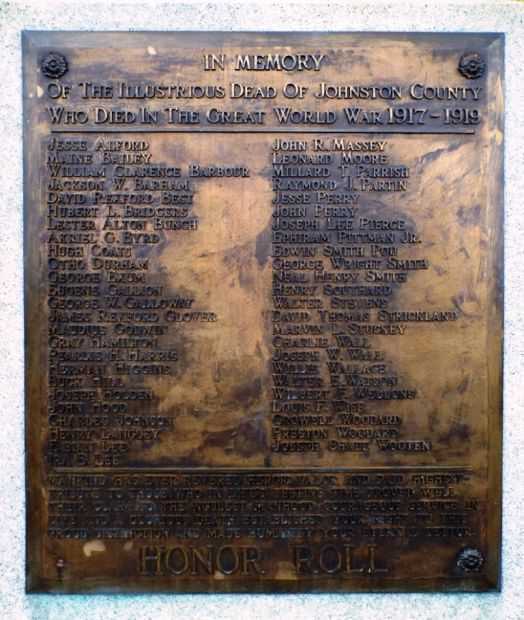 JOHNSTON COUNTY WORLD WAR I MEMORIAL PLAQUE