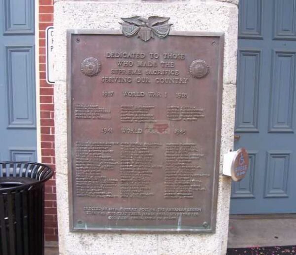 AMERICAN LEGION POST 64 WAR MEMORIAL PLAQUE
