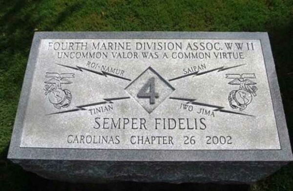 FOURTH MARINE DIVISION ASSOC WWII MEMORIAL INSCRIPTION