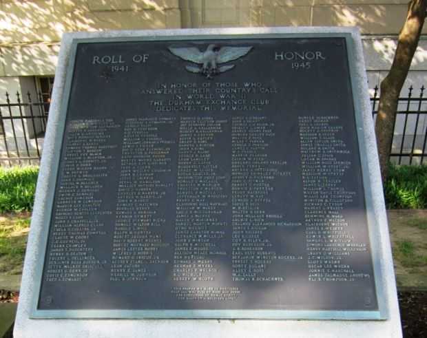 DURHAM EXCHANGE CLUB WORLD WAR II MEMORIAL