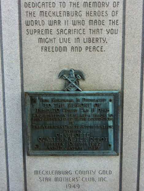MECKLENBURG COUNTY WORLD WAR II MEMORIAL PLAQUE