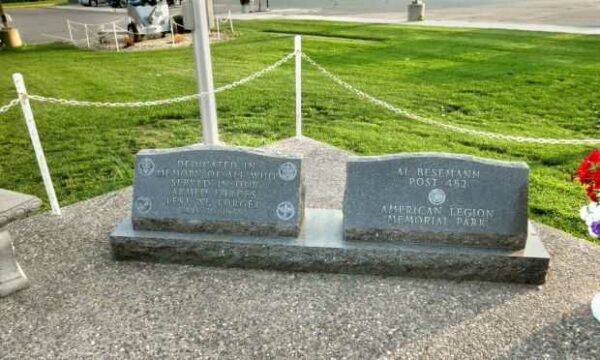 AL BESEMANN POST 482 AMERICAN LEGION MEMORIAL PARK DEDICATION STONES