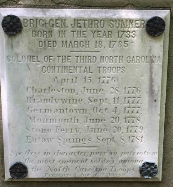 GENERAL JETHRO SUMNER REVOLUTIONARY WAR MEMORIAL DEDICATION STONE B
