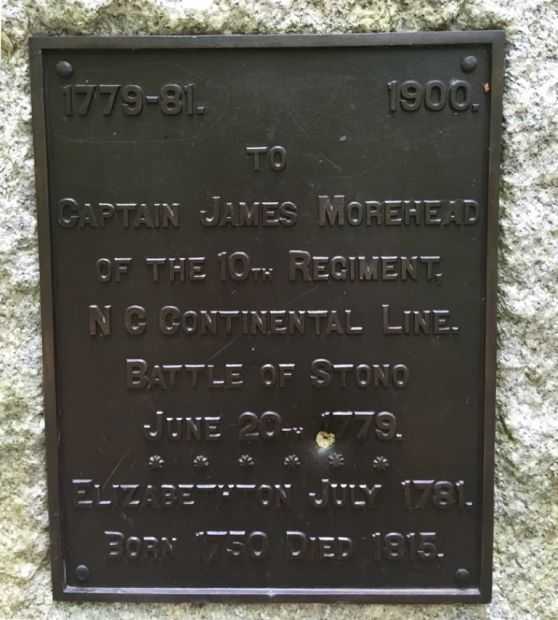 CAPTAIN JAMES MOREHEAD REVOLUTIONARY WAR MEMORIAL PLAQUE