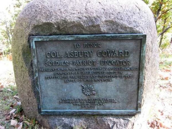 COL. ASBURY COWARD REVOLUTIONARY WAR MEMORIAL PLAQUE
