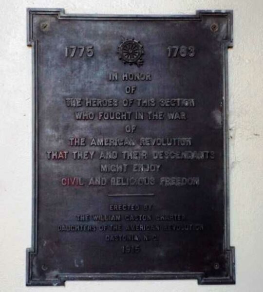 GASTONIA REVOLUTIONARY WAR SOLDIERS MEMORIAL PLAQUE