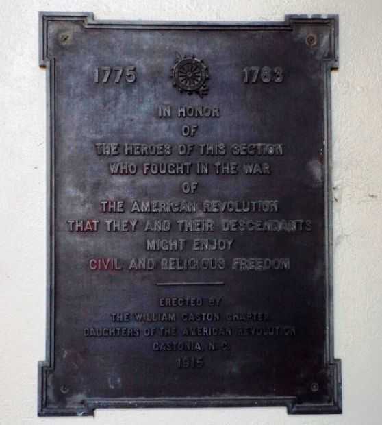 GASTONIA REVOLUTIONARY WAR SOLDIERS MEMORIAL PLAQUE