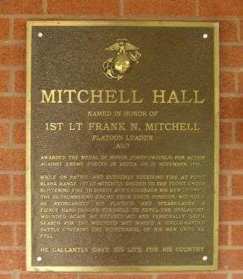 1ST LT. FRANK N. MITCHELL MEMORIAL PLAQUE