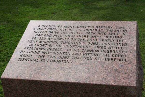 BATTLE OF PILOT KNOB WAR MEMORIAL CANNON PLAQUE