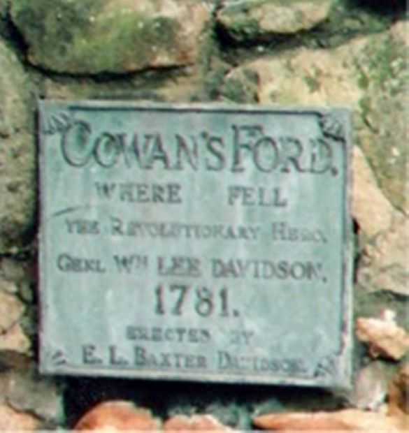 GENERAL WILLIAM LEE DAVIDSON REVOLUTIONARY WAR MEMORIAL HONOR PLAQUE