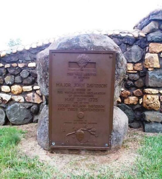 MAJOR JOHN DAVIDSON REVOLUTIONARY WAR MEMORIAL WALL
