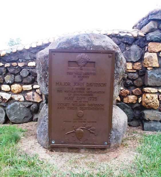 MAJOR JOHN DAVIDSON REVOLUTIONARY WAR MEMORIAL WALL