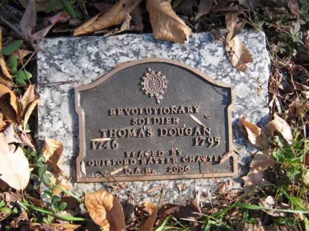 REVOLUTIONARY SOLDIER THOMAS DOUGAN MEMORIAL PLAQUE