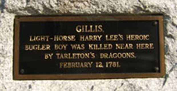 JAMES GILLIS REVOLUTIONARY WAR MEMORIAL PLAQUE