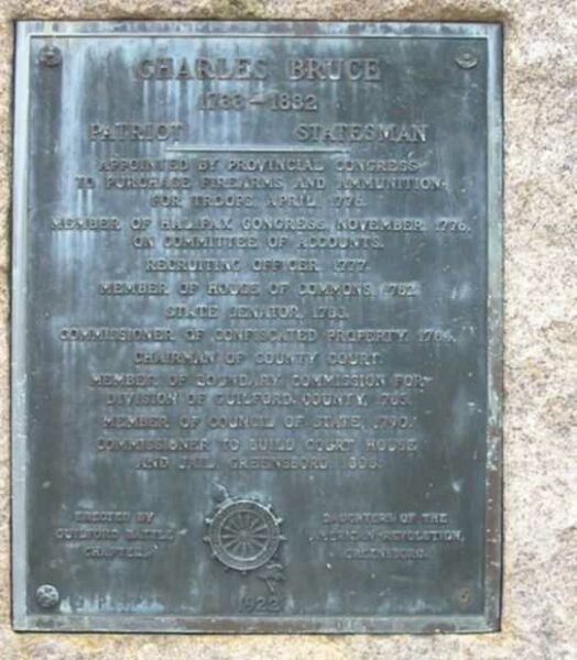 CHARLES BRUCE REVOLUTIONARY WAR MEMORIAL PLAQUE