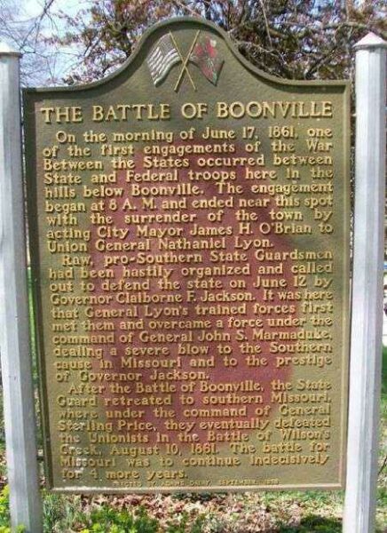 THE BATTLE OF BOONVILLE WAR MEMORIAL MARKER