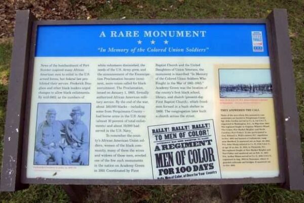 CIVIL WAR COLORED UNION SOLDIERS MEMORIAL PANEL