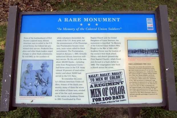 CIVIL WAR COLORED UNION SOLDIERS MEMORIAL PANEL