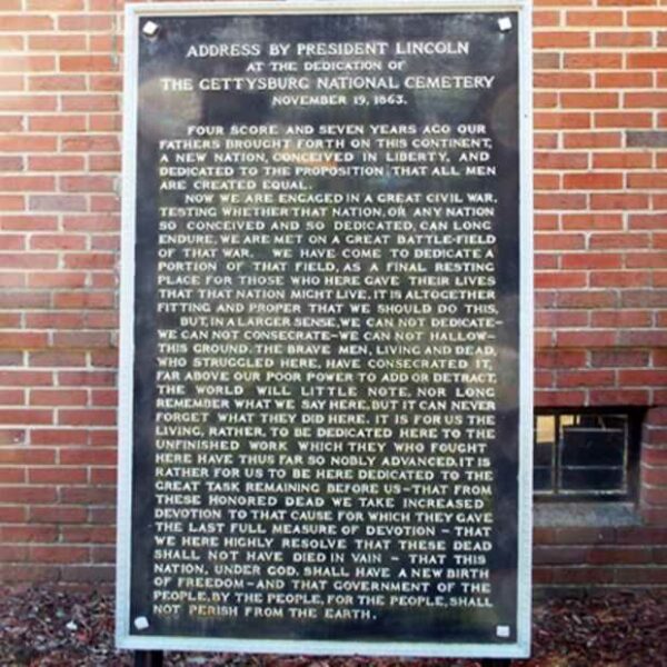 RALEIGH NATIONAL CEMETEY GETTYSBURG ADDRESS MEMORIAL PLAQUE