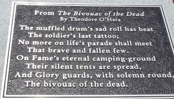 NEW BERN NATIONAL CEMETERY THE BIVOUAC OF THE DEAD MEMORIAL PLAQUE