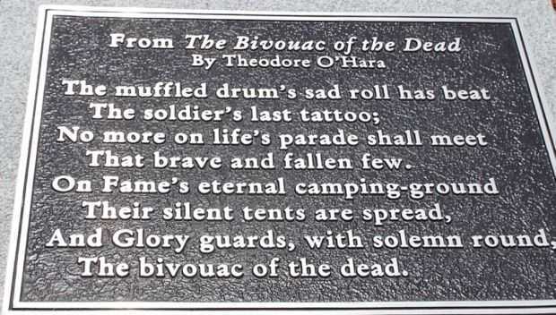 NEW BERN NATIONAL CEMETERY THE BIVOUAC OF THE DEAD MEMORIAL PLAQUE