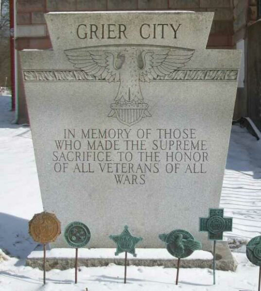 GRIER CITY SUPREME SACRIFICE WAR MEMORIAL