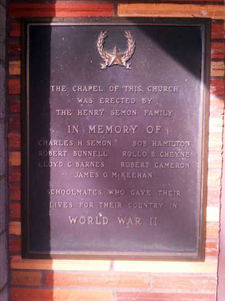 MT. LAKI COMMUNITY PRESBYTERIAN CHURCH WORLD WAR II MEMORIAL CHAPEL PLAQUE
