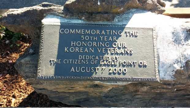 EAGLE POINT KOREAN WAR VETERANS MEMORIAL PLAQUE