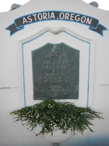 ASTORIA, OREGON SOLDIERS MONUMENT PLAQUE